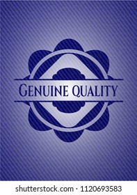 Genuine Quality badge with denim background