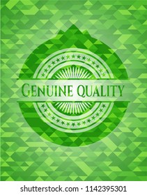 Genuine Quality green emblem with mosaic background