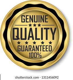 Genuine quality guaranteed 100% gold label, vector illustration