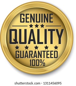 Genuine quality guaranteed 100% gold label, vector illustration