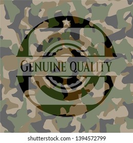 Genuine Quality on camo texture. Vector Illustration. Detailed.