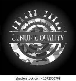 Genuine Quality on grey camouflage pattern