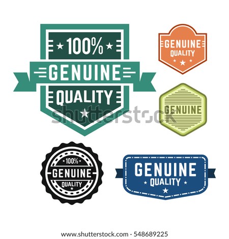 Genuine quality set of vintage design labels and badges, Genuine Logo badge