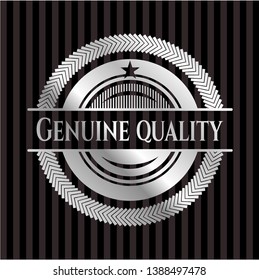 Genuine Quality silvery emblem. Vector Illustration. Mosaic.