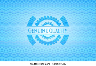 Genuine Quality water wave representation style emblem.