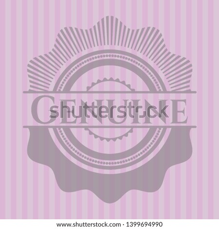 Genuine realistic pink emblem. Vector Illustration. Detailed.
