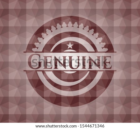 Genuine red badge with geometric background. Seamless.