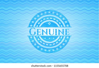 Genuine sky blue water badge background.
