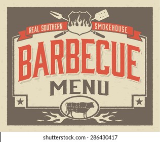Genuine Southern Barbecue Menu Template. Easy to edit vector file