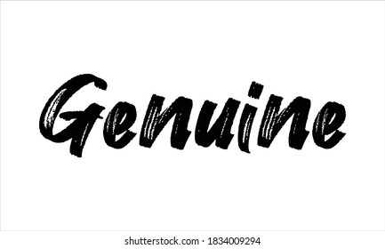 Genuine Typography Hand drawn Brush lettering words in Black text and phrase isolated on the White background