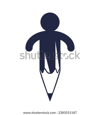 Genuine vector concept with pencil and man combined writing a word, author artist writer or designer.