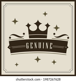 genuine vintage crown calligraphy design