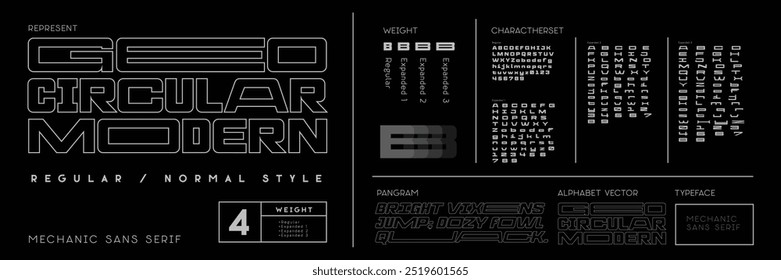 Geo Circular Modern Bold Font. Sans Serif Font. Regular Italic Uppercase Lowercase Typography urban style alphabet fonts for fashion, sport, technology, digital, 2 weight