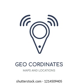 Geo Cordinates icon. Geo Cordinates linear symbol design from Maps and locations collection. Simple outline element vector illustration on white background.