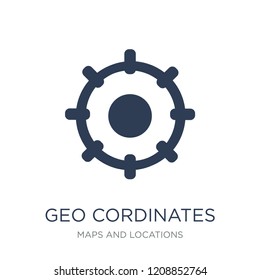 Geo Cordinates icon. Trendy flat vector Geo Cordinates icon on white background from Maps and Locations collection, vector illustration can be use for web and mobile, eps10