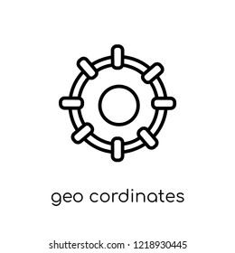 Geo Cordinates icon. Trendy modern flat linear vector Geo Cordinates icon on white background from thin line Maps and Locations collection, editable outline stroke vector illustration