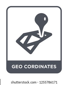 geo cordinates icon vector on white background, geo cordinates trendy filled icons from Maps and locations collection, geo cordinates simple element illustration