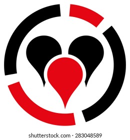 Geo diagram icon from Business Bicolor Set. Vector style: bicolor flat symbol, intensive red and black colors, rounded angles, white background.
