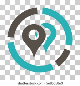 Geo Diagram icon. Vector illustration style is flat iconic bicolor symbol, grey and cyan colors, transparent background. Designed for web and software interfaces.