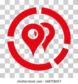 Geo Diagram icon. Vector illustration style is flat iconic symbol, red color, transparent background. Designed for web and software interfaces.
