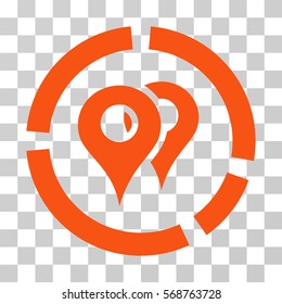 Geo Diagram icon. Vector illustration style is flat iconic symbol, orange color, transparent background. Designed for web and software interfaces.