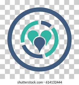 Geo Diagram icon. Vector illustration style is flat iconic bicolor symbol, cobalt and cyan colors, transparent background. Designed for web and software interfaces.