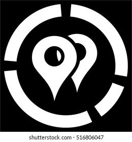 Geo Diagram vector icon. Flat white symbol. Pictogram is isolated on a black background. Designed for web and software interfaces.