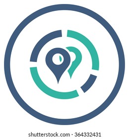 Geo Diagram vector icon. Style is bicolor flat circled symbol, cobalt and cyan colors, rounded angles, white background.