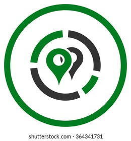 Geo Diagram vector icon. Style is bicolor flat circled symbol, green and gray colors, rounded angles, white background.
