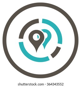 Geo Diagram vector icon. Style is bicolor flat circled symbol, grey and cyan colors, rounded angles, white background.