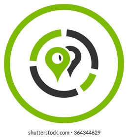 Geo Diagram vector icon. Style is bicolor flat circled symbol, eco green and gray colors, rounded angles, white background.