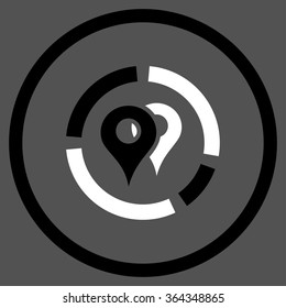 Geo Diagram vector icon. Style is bicolor flat circled symbol, black and white colors, rounded angles, gray background.