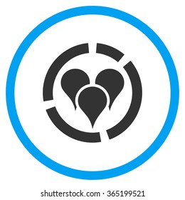 Geo Diagram vector icon. Style is bicolor flat circled symbol, blue and gray colors, rounded angles, white background.