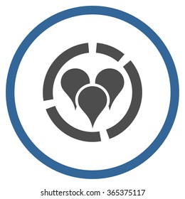 Geo Diagram vector icon. Style is bicolor flat circled symbol, cobalt and gray colors, rounded angles, white background.