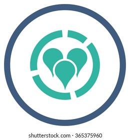 Geo Diagram vector icon. Style is bicolor flat circled symbol, cobalt and cyan colors, rounded angles, white background.