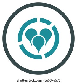 Geo Diagram vector icon. Style is bicolor flat circled symbol, soft blue colors, rounded angles, white background.