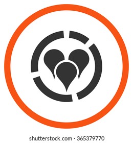 Geo Diagram vector icon. Style is bicolor flat circled symbol, orange and gray colors, rounded angles, white background.