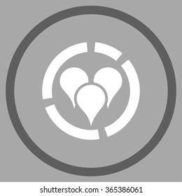 Geo Diagram vector icon. Style is bicolor flat circled symbol, dark gray and white colors, rounded angles, silver background.