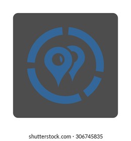 Geo Diagram vector icon. This flat rounded square button uses cobalt and gray colors and isolated on a white background.