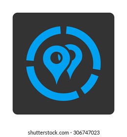 Geo Diagram vector icon. This flat rounded square button uses white and gray colors and isolated on a white background.