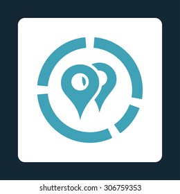 Geo Diagram vector icon. This flat rounded square button uses blue and white colors and isolated on a dark blue background.