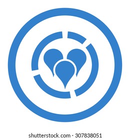 Geo diagram vector icon. This rounded flat symbol is drawn with cobalt color on a white background.