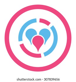 Geo diagram vector icon. This rounded flat symbol is drawn with pink and blue colors on a white background.