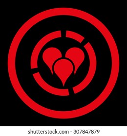 Geo diagram vector icon. This rounded flat symbol is drawn with red color on a black background.
