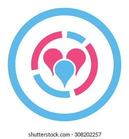 Geo diagram vector icon. This rounded flat symbol is drawn with pink and blue colors on a white background.