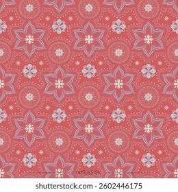 Geo ethnic pattern All-over print vector illustrator in red tone, great for any graphic background and garment printing