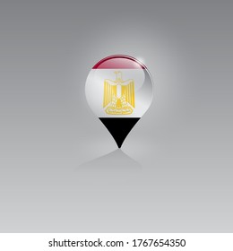 Geo location icon with the national flag of EGYPT. Domestic, local tourism in their own country. Recreation, entertainments, excursions, cruises, walks, routes in a place of residence.