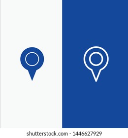 Geo location, Location, Map, Pin Line and Glyph Solid icon Blue banner Line and Glyph Solid icon Blue banner