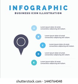 Geo location, Location, Map, Pin Solid Icon Infographics 5 Steps Presentation Background