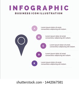 Geo location, Location, Map, Pin Solid Icon Infographics 5 Steps Presentation Background